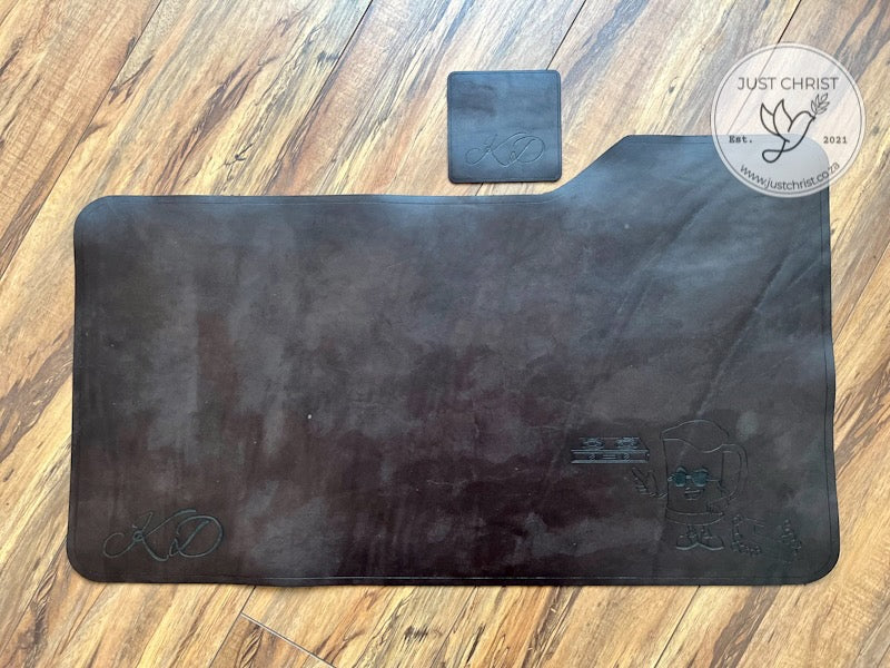 Full Grain Leather Desk-Pad & Coaster Set: Add Style and Functionality to Your Office