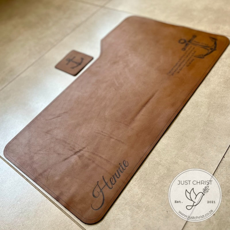 Full Grain Leather Desk-Pad & Coaster Set: Add Style and Functionality to Your Office