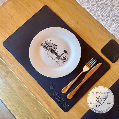 Full-Grain Leather Placemat and Coasters Set