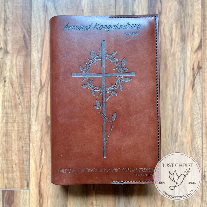 Handmade Personalized Leather Bible Slip-on Cover - Preserve and Elevate your Standard Bible Reading Experience