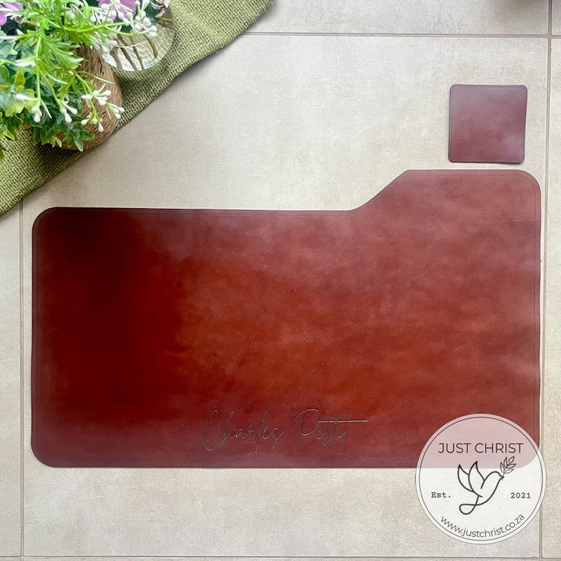 Full Grain Leather Desk-Pad & Coaster Set: Add Style and Functionality to Your Office
