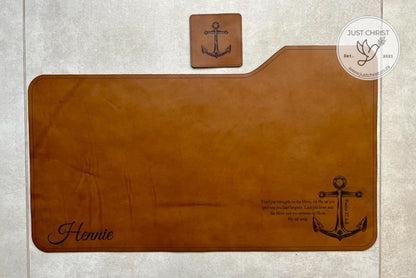 Full Grain Leather Desk-Pad & Coaster Set: Add Style and Functionality to Your Office